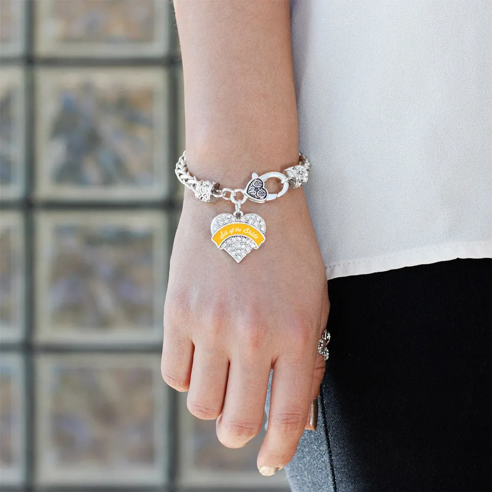 Silver Marigold Sis of the Bride Pave Heart Charm Braided Bracelet