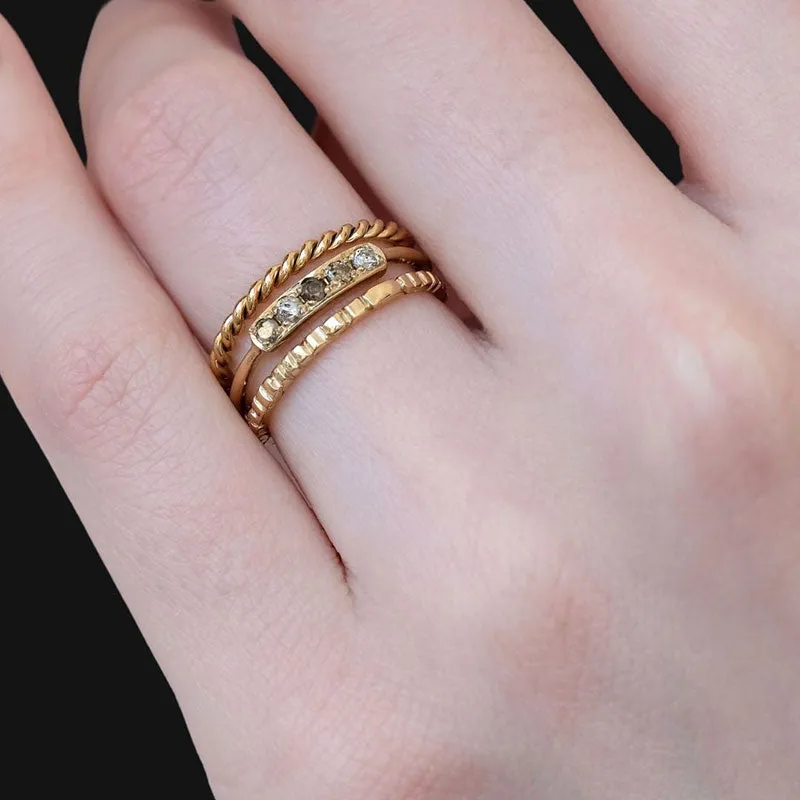 Skinny Band, Brandy Diamonds, 9kt Yellow Gold