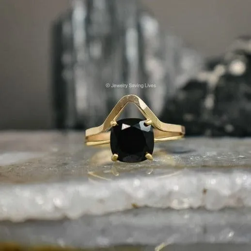 The Asher - Natural Onyx Ring & Accent Band Set