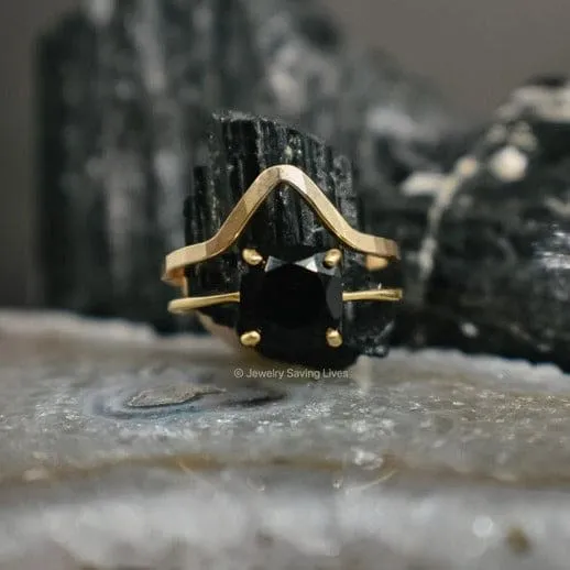 The Asher - Natural Onyx Ring & Accent Band Set