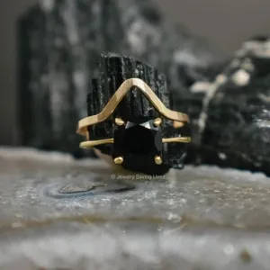 The Asher - Natural Onyx Ring & Accent Band Set