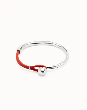 UNOde50 Semi-rigid Sterling silver-plated Bracelet with Coral Leather