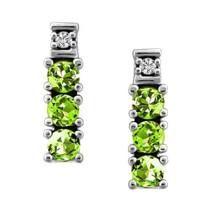 White Gold Diamond & Peridot Earrings