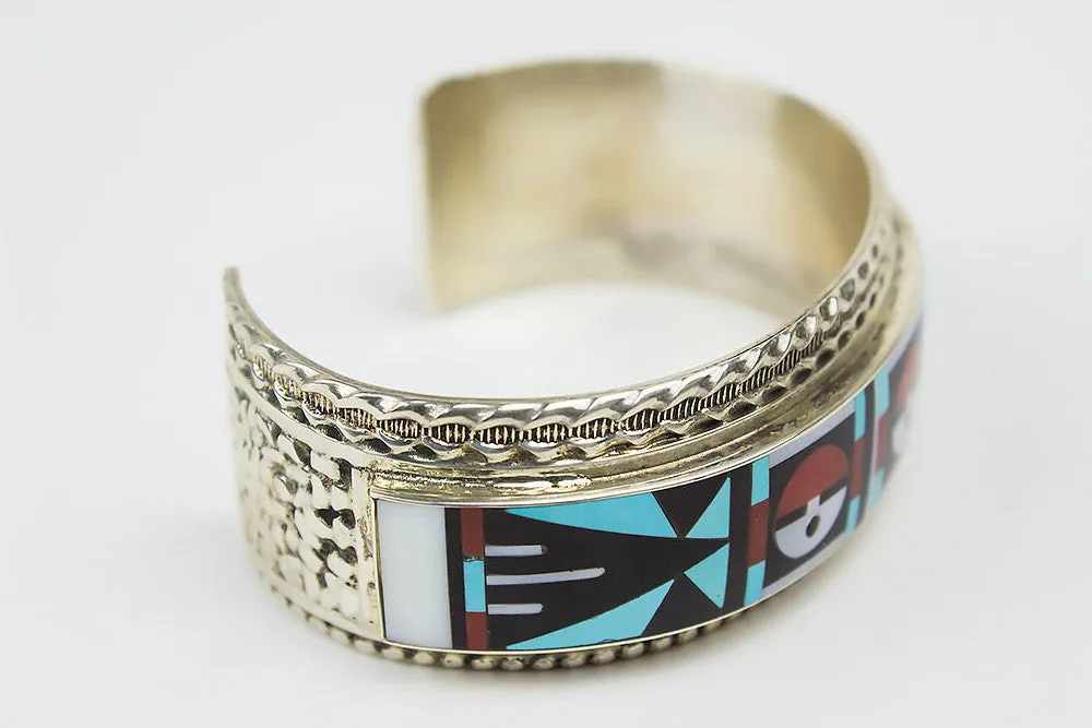 Zuni Inlay Sunface Cuff Bracelet by Rick & Lucy Vacit