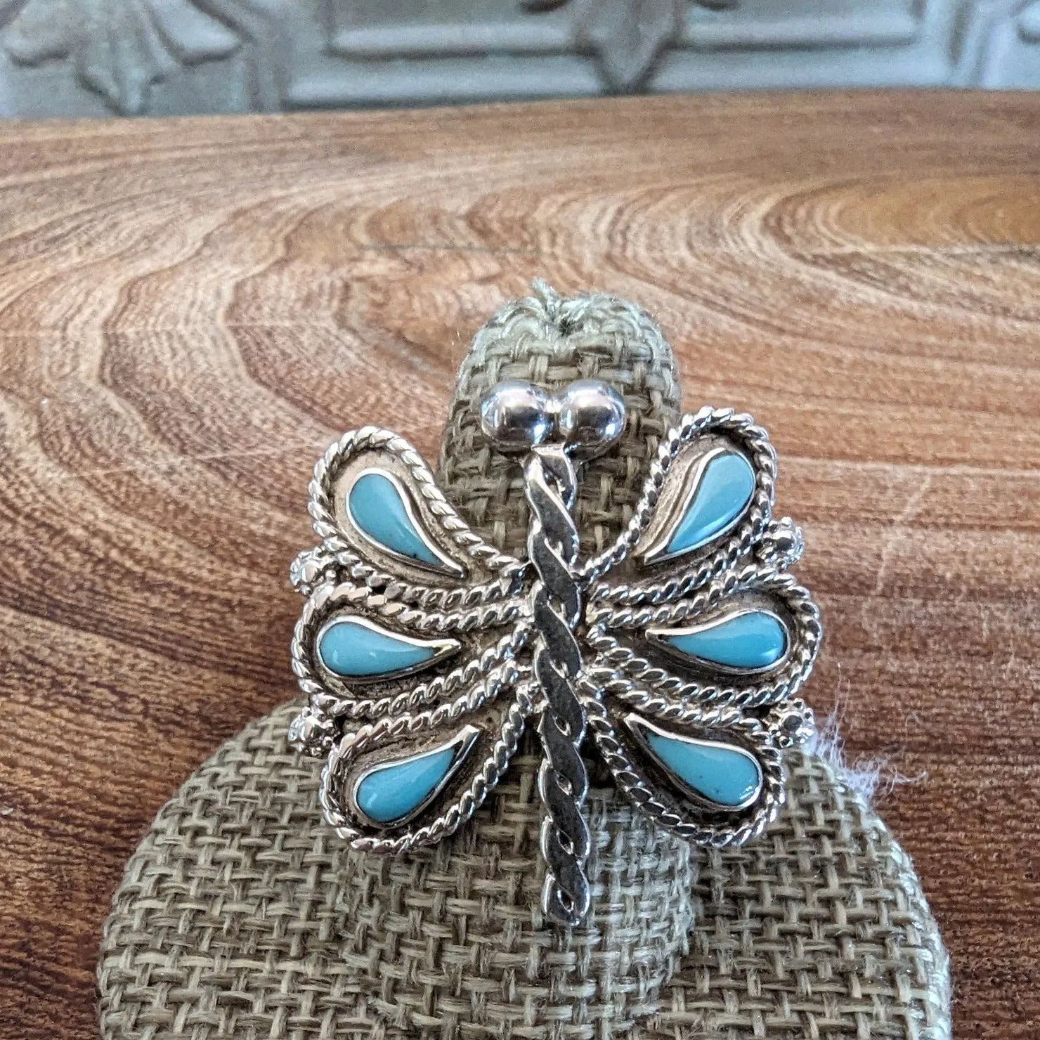 Zuni Made Sterling Silver & Turquoise Butterfly Pendant Set with Earrings & Ring GJ-JWS-0009