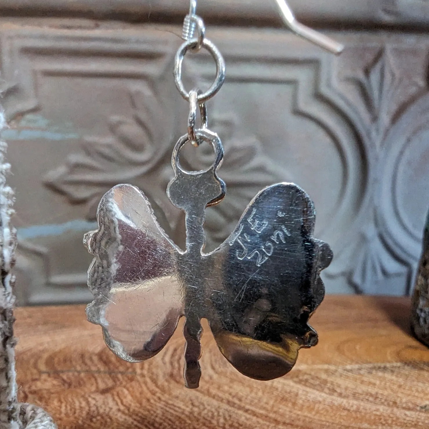 Zuni Made Sterling Silver & Turquoise Butterfly Pendant Set with Earrings & Ring GJ-JWS-0009